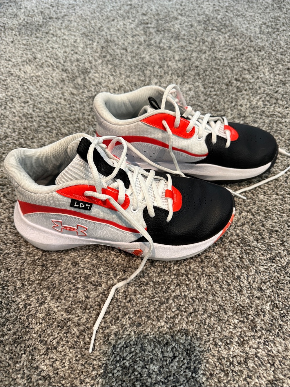 Under Armour Kids Black, White & Orange Low-Top Sneakers